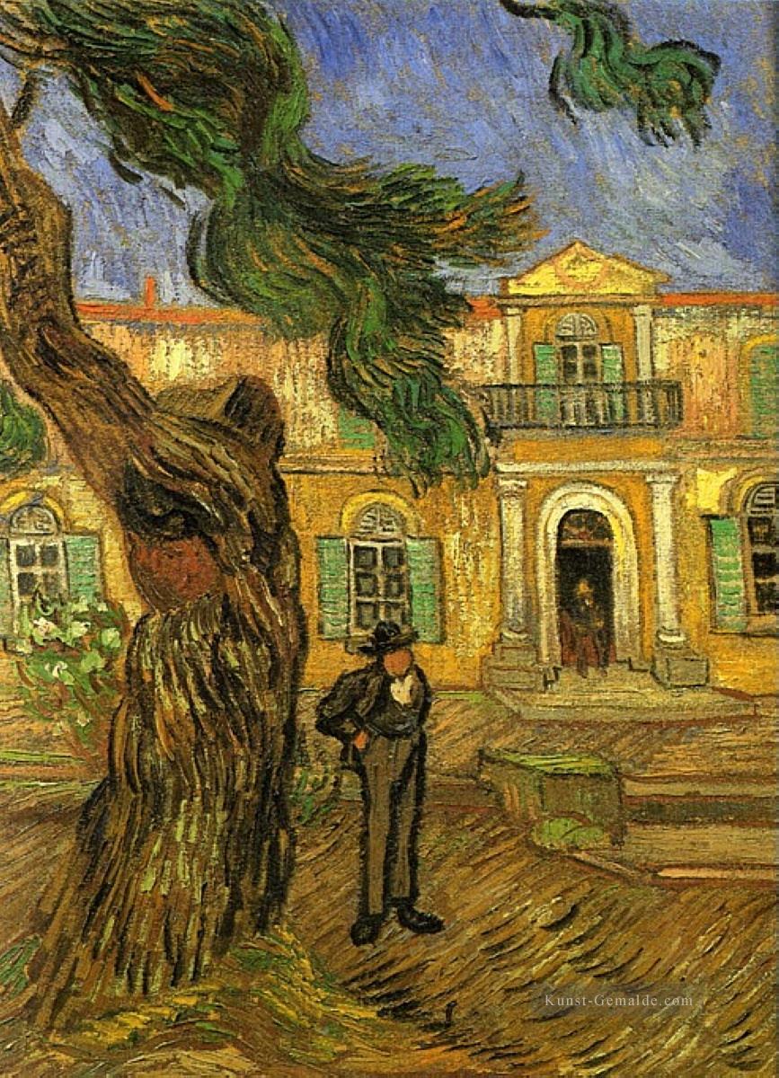 Kiefern mit Figur im Garten von Saint Paul Krankenhaus Vincent van Gogh Ölgemälde